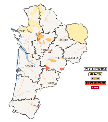 Hausse de la vigilance et des alertes dans l'ex-Poitou-Charentes, en Dordogne et dans la Creuse.