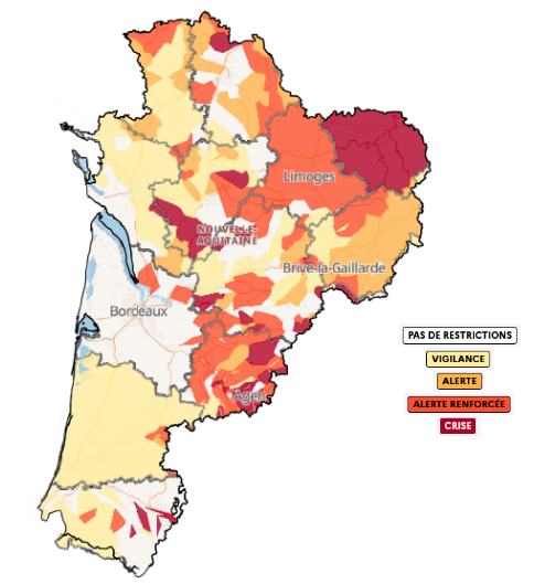 Hausse de la vigilance et des alertes dans l'ex-Poitou-Charentes, en Dordogne et dans la Creuse.